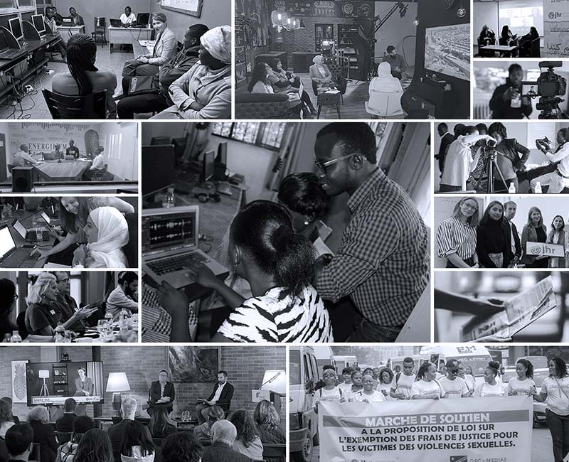 Collage of activities from organization Journalists for Human Rights
